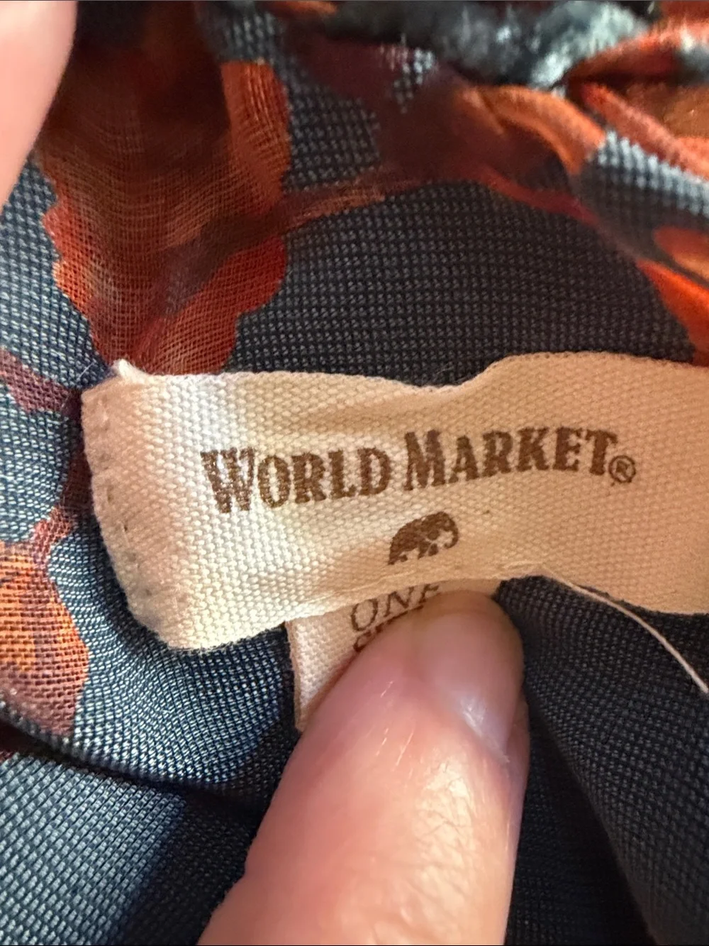 Cost Plus World Market Black Velvet Jacket with Orange Floral Print